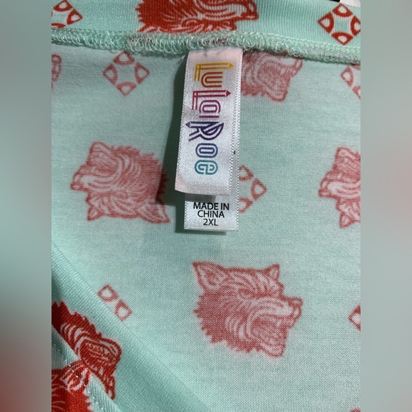 Lularoe Christy Seafoam Green Red Wolves Top - Picture 10 of 10